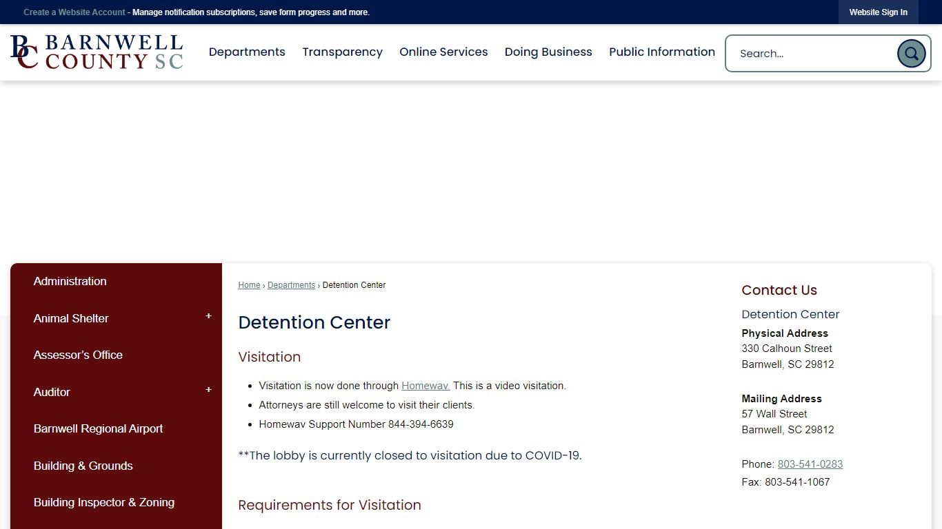 Detention Center | Barnwell, SC - Barnwell County Government