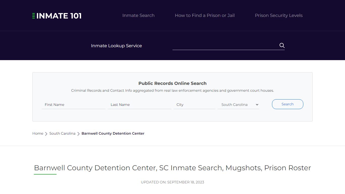 Barnwell County Detention Center, SC Inmate Search, Mugshots, Prison ...